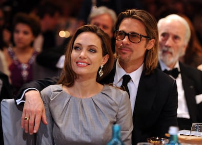 Angelina Jolie y Brad Pitt en el Festival Internacional de Cine de Berlín, el 13 de febrero de 2012.