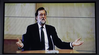 Imagen del monitor de la sala de prensa de la Audiencia Nacional