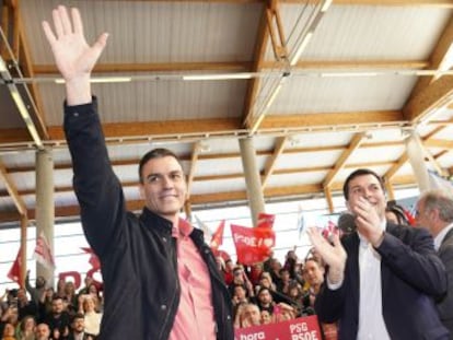 El presidente se vuelca con Gonzalo Caballero en el arranque de la precampaña en Galicia, donde el PSOE confía en que el PP pierda la mayoría absoluta tras 11 años en la Xunta