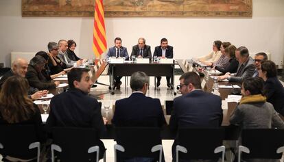 Reunión del Govern con representantes del sector social, este jueves.