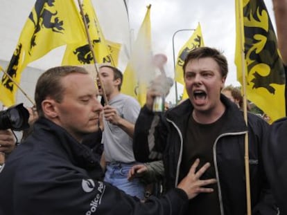 Manifestación de separatistas flamencos en julio de 2008.