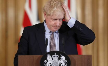 El primer ministro británico, Boris Johnson, durante una rueda de prensa.