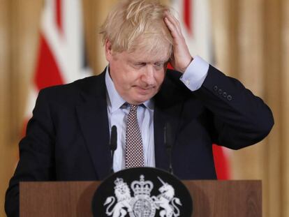 El primer ministro británico, Boris Johnson, durante una rueda de prensa.