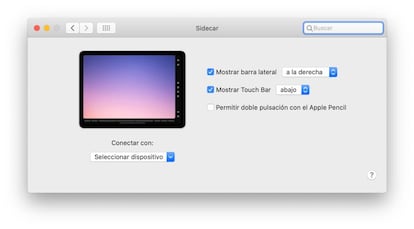 Activar Sidecar en macOS Catalina.