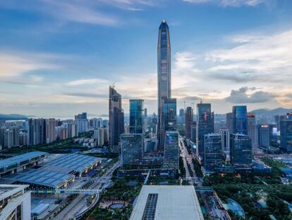 Vista aérea de la ciudad china de Shenzhen (sureste).