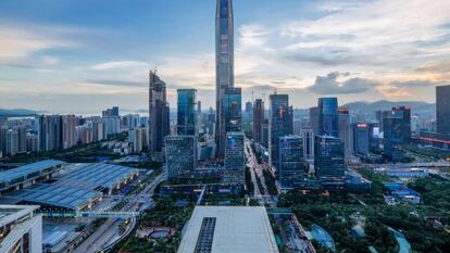 Vista aérea de la ciudad china de Shenzhen (sureste).