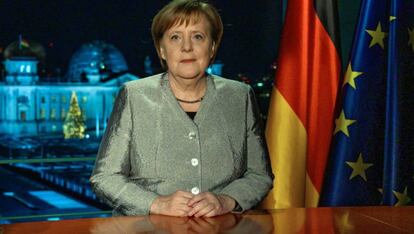 Angela Merkel, durante su discurso de Año Nuevo a la nación. 