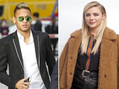 El futbolista Neymar y la actriz Chloë Grace Moretz.