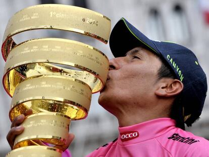 Nairo Quintana, ganador del Giro d'Italia, en 2014.