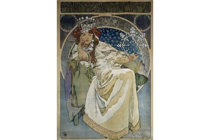 En Praga, el artista moravo Alphonse Mucha dejó ejemplos notables de 'art nouveau' a través de sus carteles para licores, cigarrillos y obras de teatro. Su 'Princezna Hyacinta' (en la foto) protagonizaba un póster publicitario de un ballet basado en un cuento de hadas.