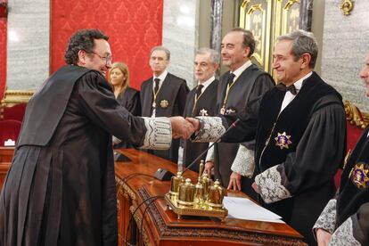 Álvaro García Ortiz, este miércoles, en su toma de posesión en la sede del Tribunal Supremo, en Madrid.