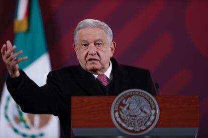 El presidente de México, Andrés Manuel López Obrador, durante la conferencia de prensa matutina en el Palacio Nacional en Ciudad de México.