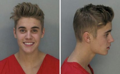 El ya célebre retrato policial de Justin Bieber.