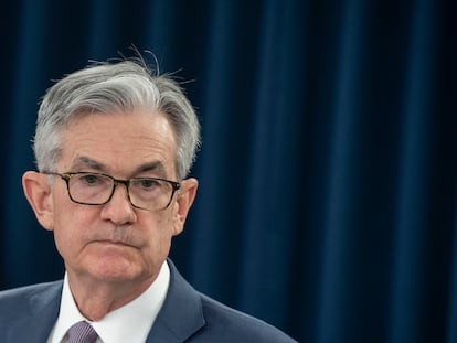 El presidente de la Fed, Jerome Powell, atiende a la prensa el pasado 3 de marzo.