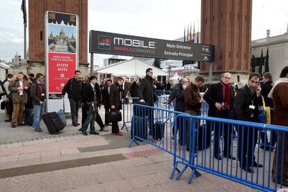 Acceso a las instalaciones del Sal&oacute;n Mobile World Congress en Barcelona.