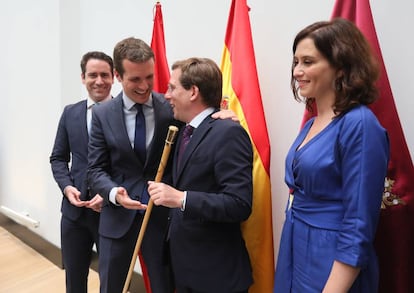 Teodoro García Egea, Pablo Casado, José Luis Martínez Almeida e Isabel Díaz Ayuso.  