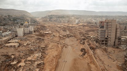 Vista general de Derna, Libia, este lunes.