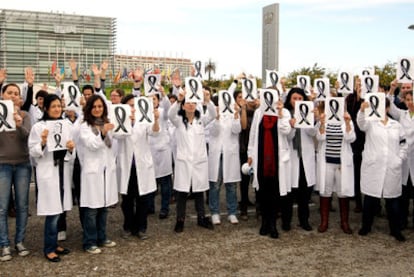 Protesta de trabajadores del Centro de Investigación Príncipe Felipe (CIPF) de Valencia por el expediente de regulación de empleo.