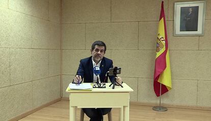 Jordi Sánchez, durante la rueda de prensa que ofreció desde Soto del Real.