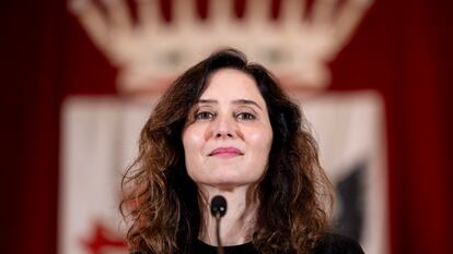 La presidenta de la Comunidad de Madrid, Isabel Díaz Ayuso, el 10 de Abril en Alcobendas.