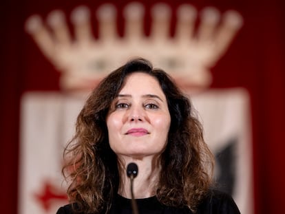 La presidenta de la Comunidad de Madrid, Isabel Díaz Ayuso, el 10 de Abril en Alcobendas.