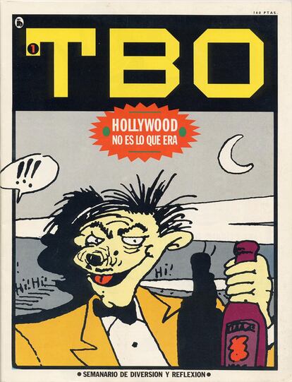 La viñeta de Régis Franc del nº 1 del TBO editado por Bruguera (abril de 1986) supone la conversión en una revista para adultos.