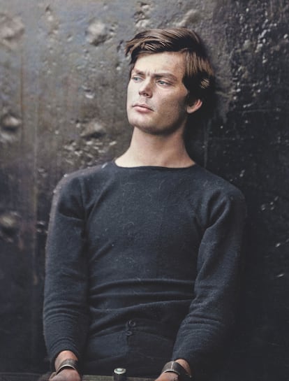 El confederado Lewis Powell, uno de los conjurados para asesinar a Lincoln, en la cárcel. Coloreado de la fotografía de Alexander Gardner realizada antes de su ahorcamiento en 1865.