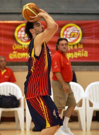 Garbajosa, en un entrenamiento de la selección española.