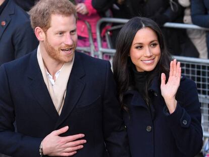 Enrique de Inglaterra y Meghan Markle, en un evento filantrópico en Nottingham.