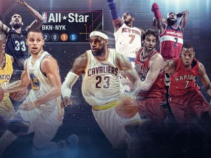 Cartel del partido All Stars con los hermanos Gasol entre el elenco de estrellas.