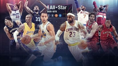 Cartel del partido All Stars con los hermanos Gasol entre el elenco de estrellas.