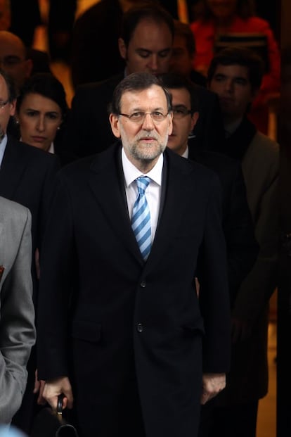 Mariano Rajoy a su salida del Congreso en la segunda jornada del debate del estado de la nación.