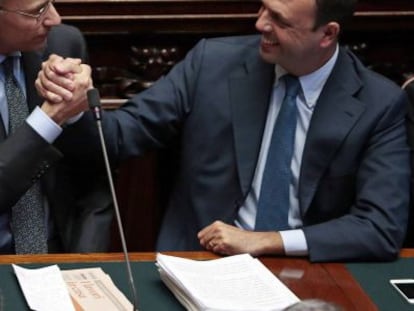 Letta y Alfano, hoy, en el Parlamento en Roma. 