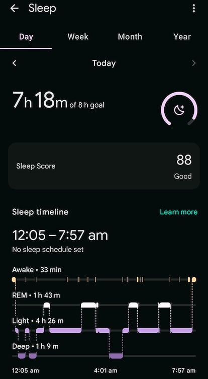 Datos sueño recopilados con el Pixel Watch
