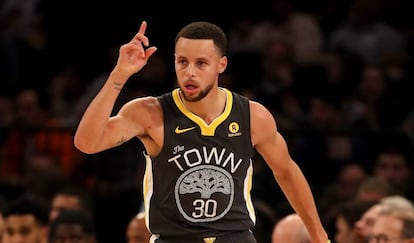 Stephen Curry, el lunes en el partido contra los Knicks en Nueva York 