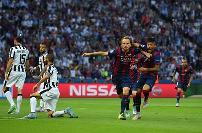 Rakitic celebra el primer gol del partido