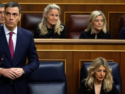 Pedro Sánchez, durante la sesión de control al Gobierno en el Congreso, el miércoles.