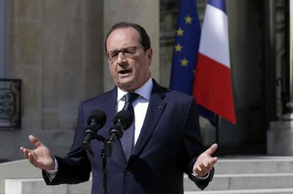 El presidente franc&eacute;s, Fran&ccedil;ois Hollande, tras la reuni&oacute;n en Par&iacute;s.