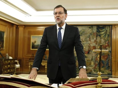 Mariano Rajoy, durante su jura como presidente del Gobierno. 