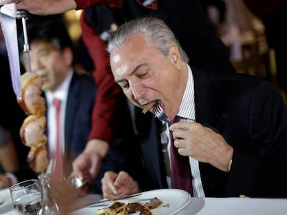 Michel Temer, presidente de Brasil en un encuentro con embajadores.