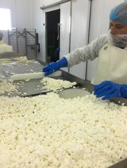 Proceso de llenado de los moldes en la fábrica.