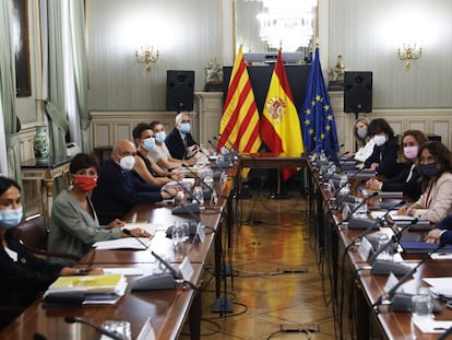 Reunión entre el Gobierno y la Generalitat, este lunes en Madrid.