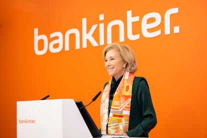 María Dolores Dancausa, consejera delegada de Bankinter, en una rueda de prensa del banco.