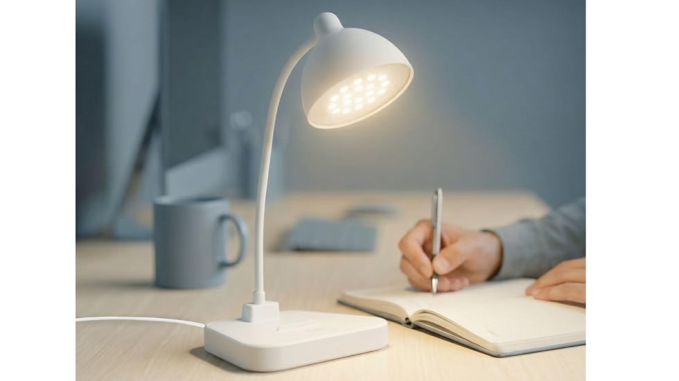 Flexo led de escritorio de aspecto minimalista.
