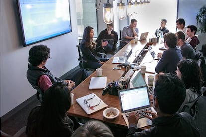 Meeting in the Quora offices in Mountain View, CA.