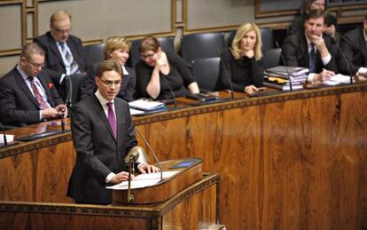 El primer ministro finland&eacute;s, Jyrki Katainen, en el Parlamento de su pa&iacute;s.