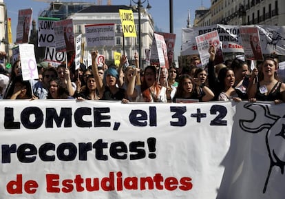 Manifestación en Madrid convocada por el Sindicato de Estudiantes.