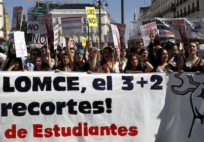 Manifestação em Madri convocada pelo Sindicato dos Estudantes.