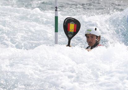 La española Maialen Chourraut durante la competición de slalom K1 femenino. 