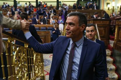 El presidente del Gobierno, Pedro Sánchez, tras el pleno del Congreso de ayer.